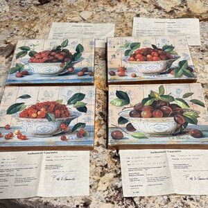 Wall Art SET OF FOUR  fruit bowl by artist Fabrice de Villeneuve limited edition